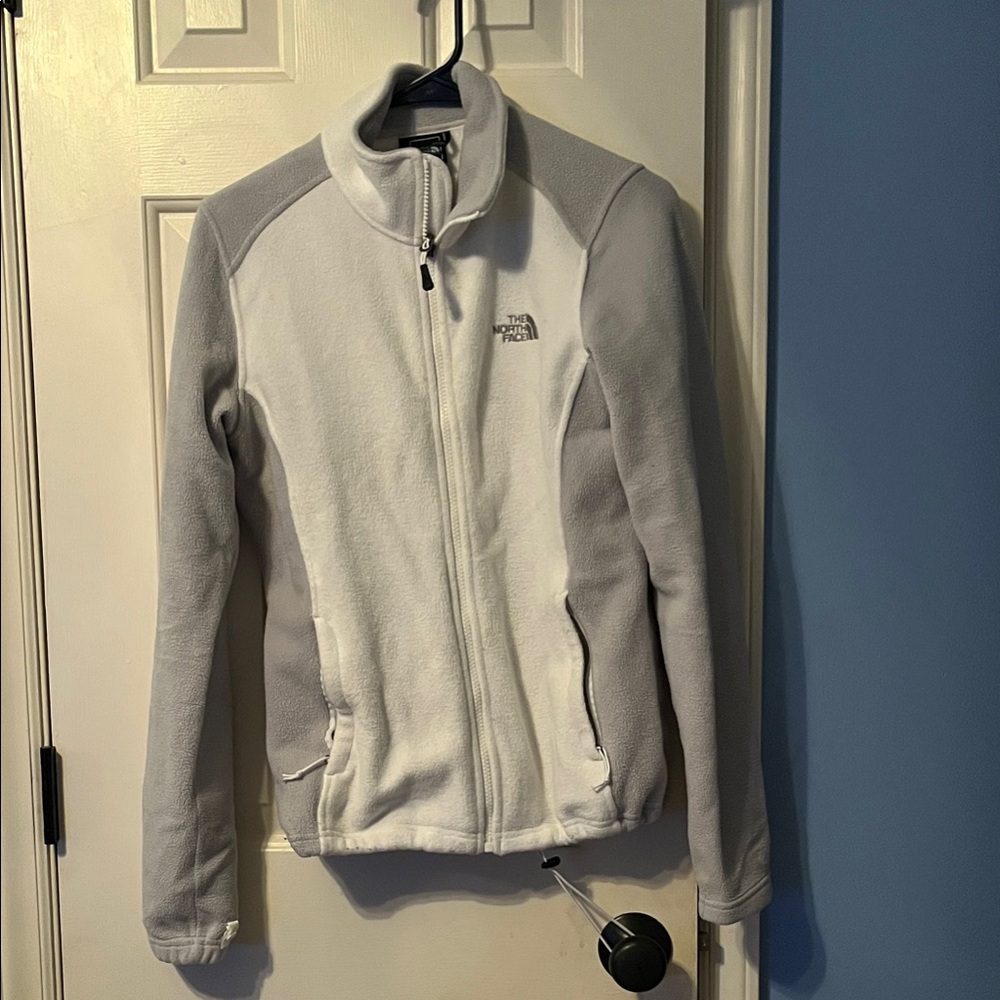 The North Face Women's White and Gray Fleece Jacket - Picture 1 of 4